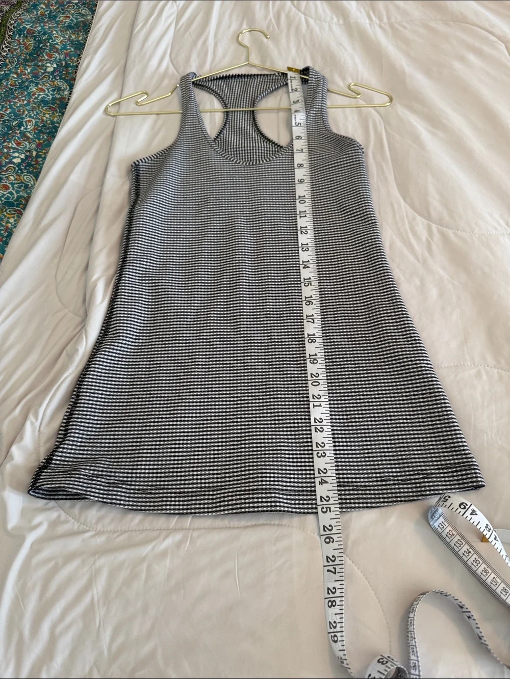 lululemon athletica Black and White Striped Racerback Tank